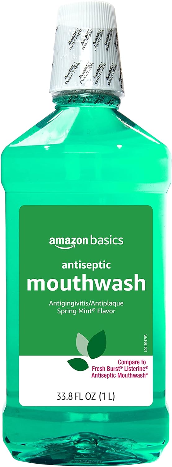 Amazon Basics Antiseptic Mouthwash, Mint, 1 Liter, 33.8 Fluid Ounces, 1-Pack (Previously Solimo)