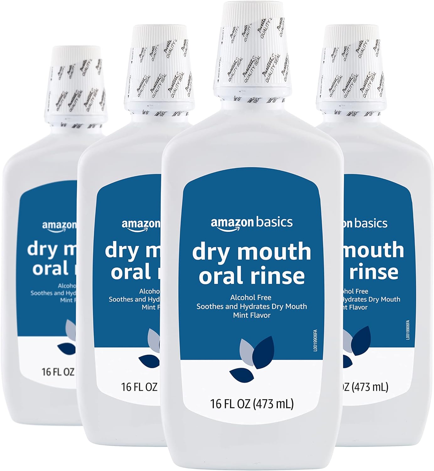 Amazon Basics Dry Mouth Oral Rinse, Alcohol Free, Mint, 16 Fluid Ounces, 4-Pack (Previously Solimo)