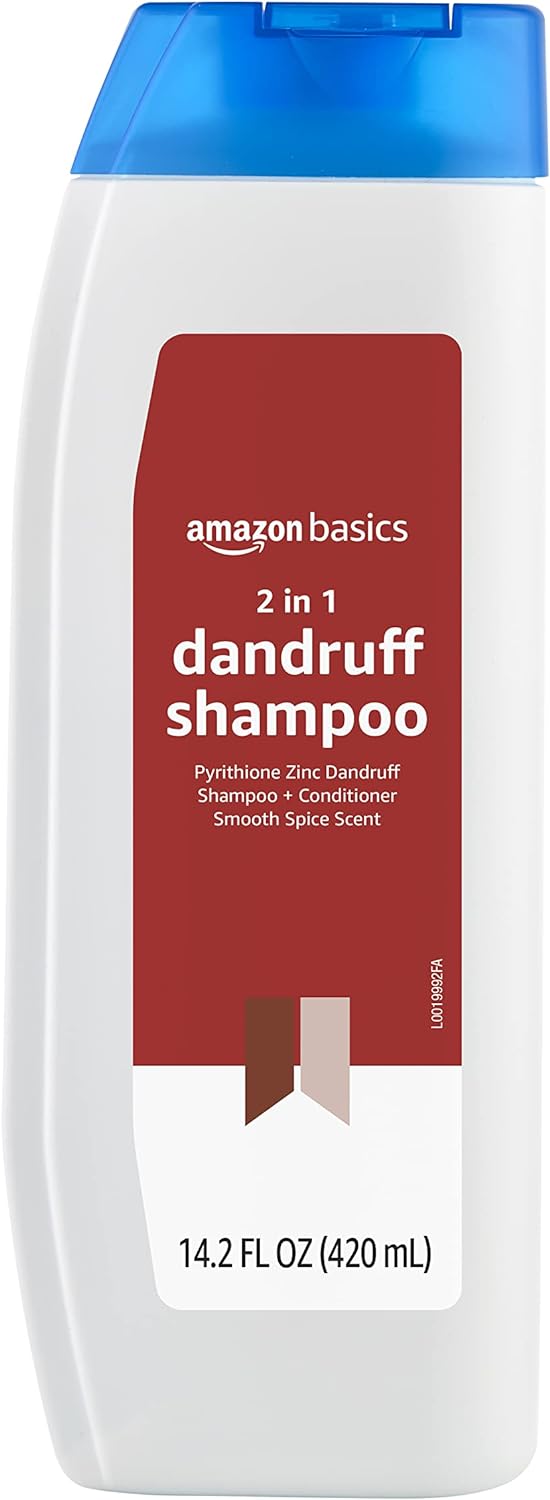 Amazon Basics 2-in-1 Dandruff Shampoo and Conditioner for Men, Smooth Spice Scent, 14.2 Fluid Ounces, 1-Pack (Previously Solimo)