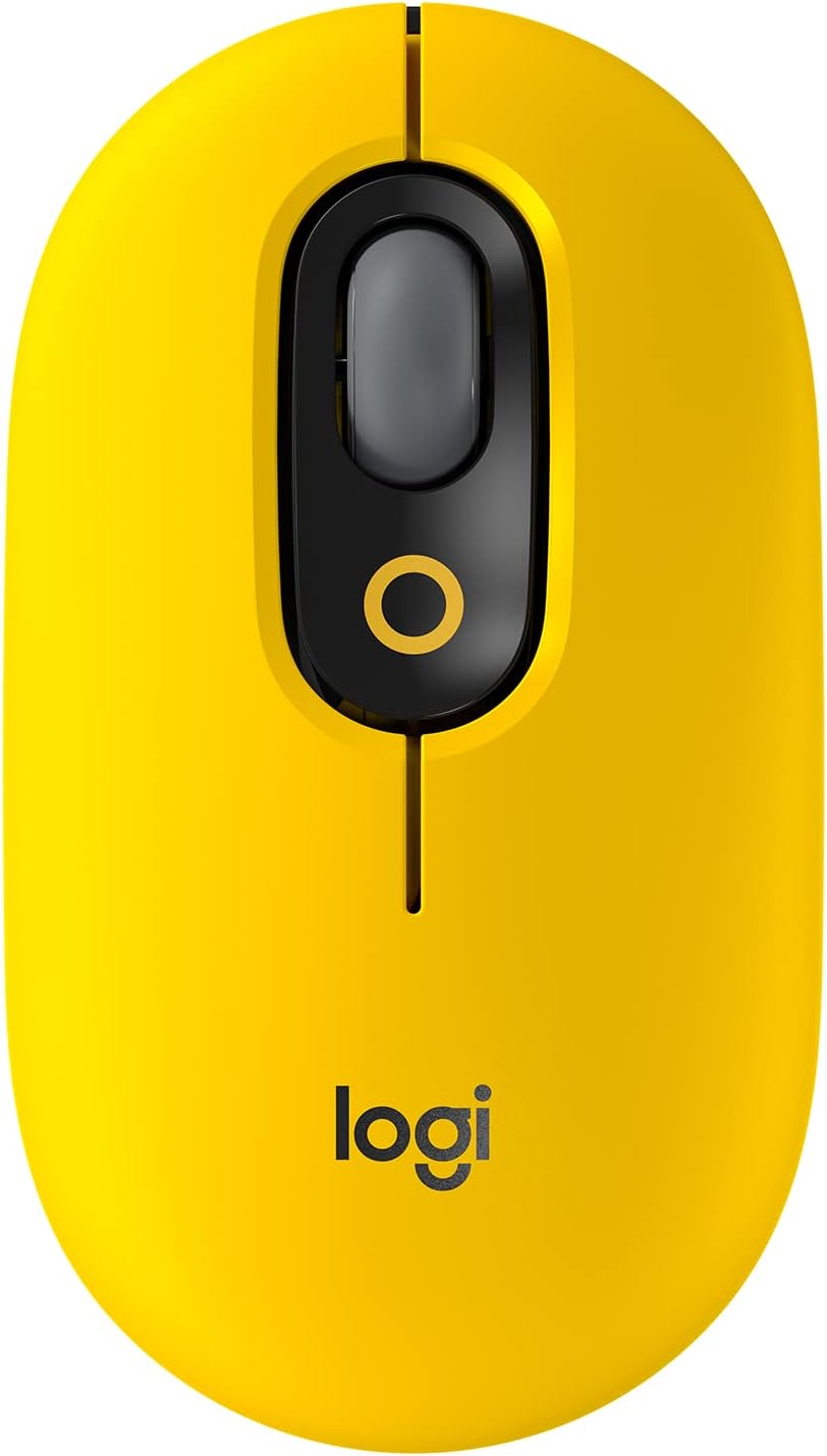 Logitech POP Mouse, Wireless optical Mouse with Customizable Emojis, SilentTouch Technology, Precision/Speed Scroll, Compact Design, Bluetooth, Multi-Device, OS Compatible - Blast Yellow