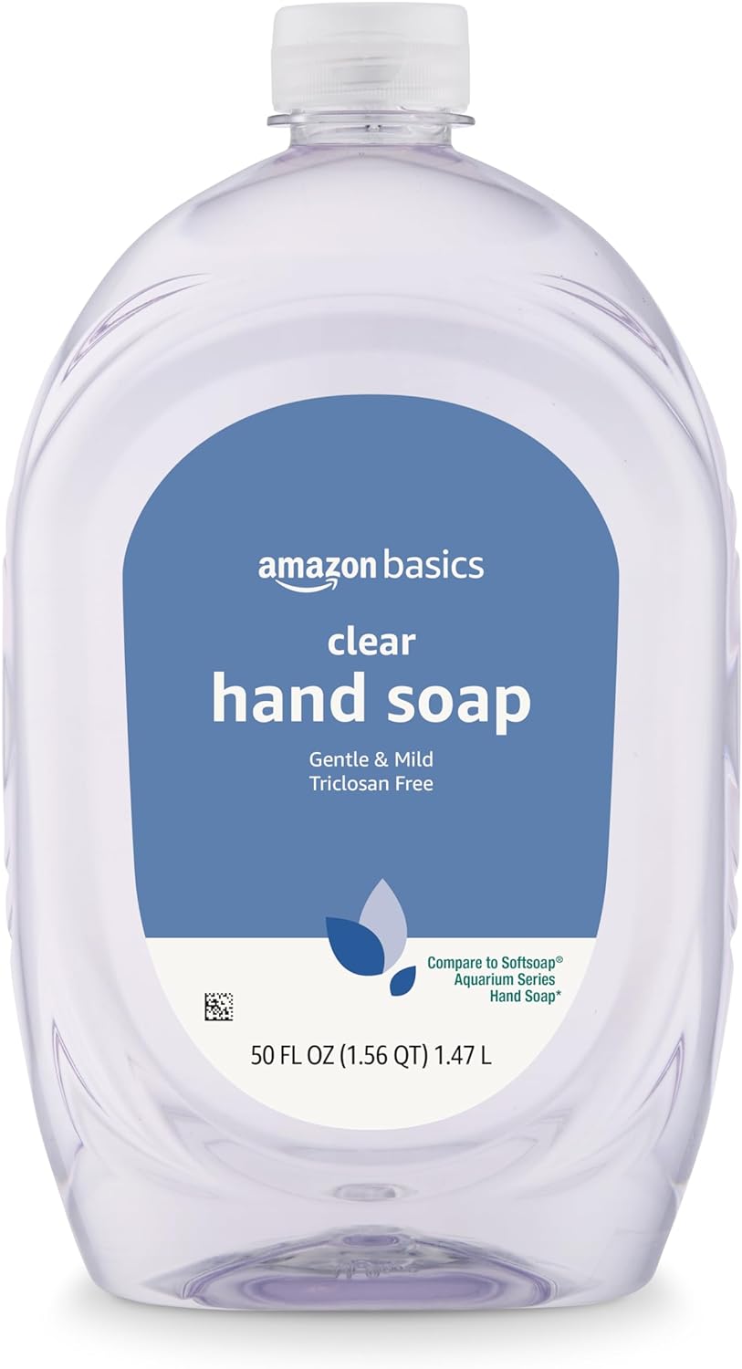 Amazon Basics Gentle & Mild Clear Liquid Hand Soap Refill, Triclosan-free, 50 Fluid Ounces, 1-Pack (Previously Solimo)