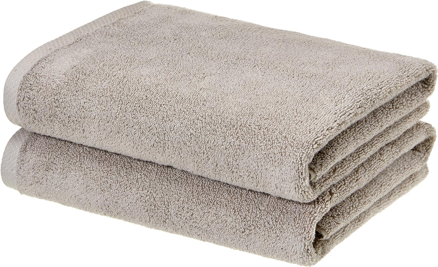 Amazon Basics 100% Cotton Quick-Dry Bath Towel, 2-Pack, Platinum, 54" x 30"