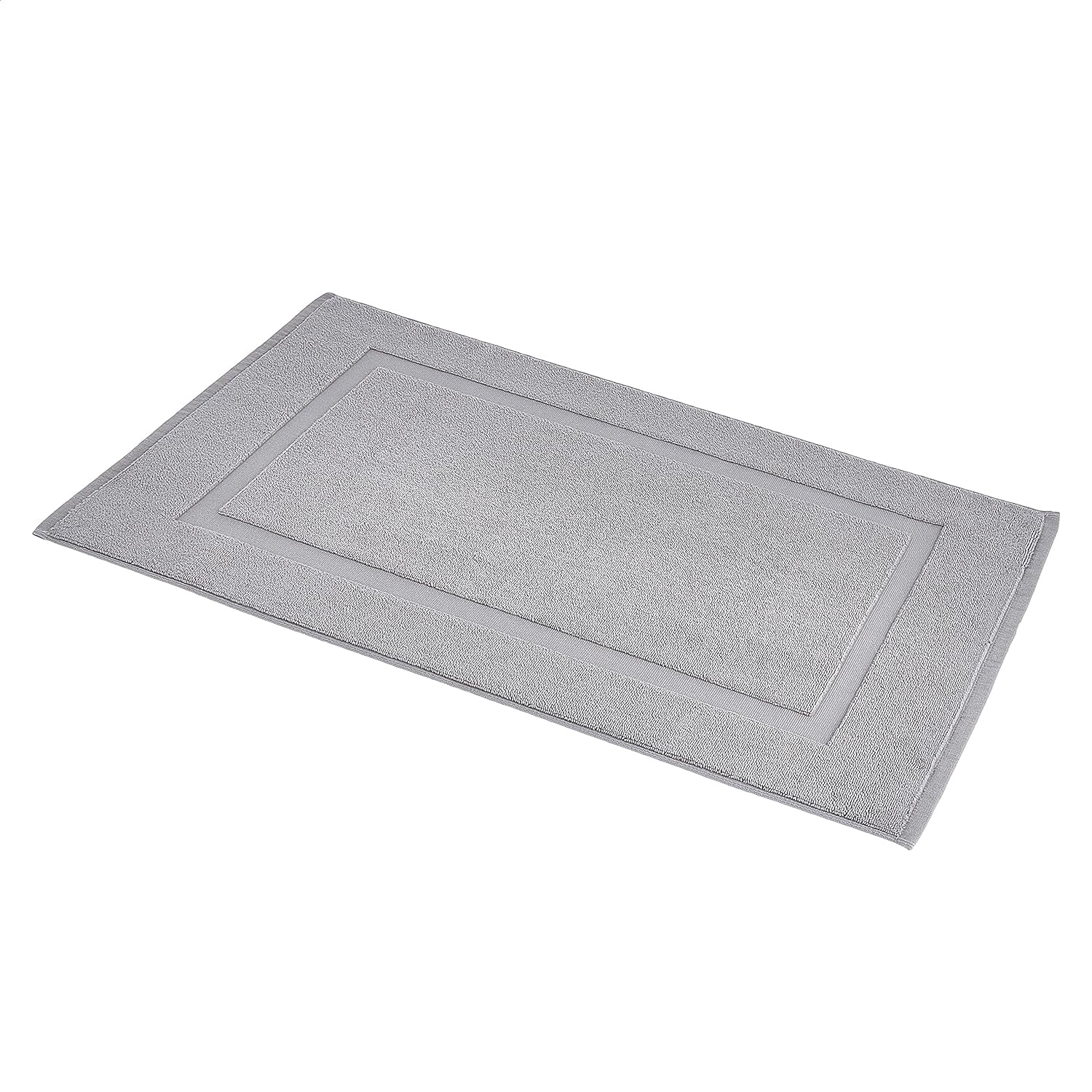 Amazon Basics Banded Bathroom Bath Rug Mat, Powder Gray, 31 inches L x 20 inches W