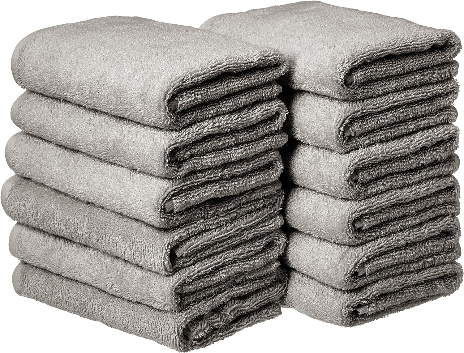 Amazon Basics Cotton Hand Towel, 12-Pack, Gray, 16" x 26"