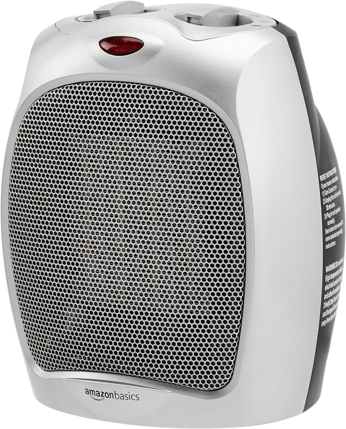 Amazon Basics 1500W Ceramic Personal Heater with Adjustable Thermostat, Silver