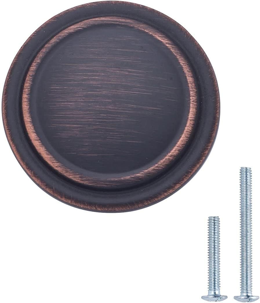 Amazon Basics Straight Top Ring Cabinet Knob, 1.25-inch Diameter, Oil Rubbed Bronze, 10-Pack