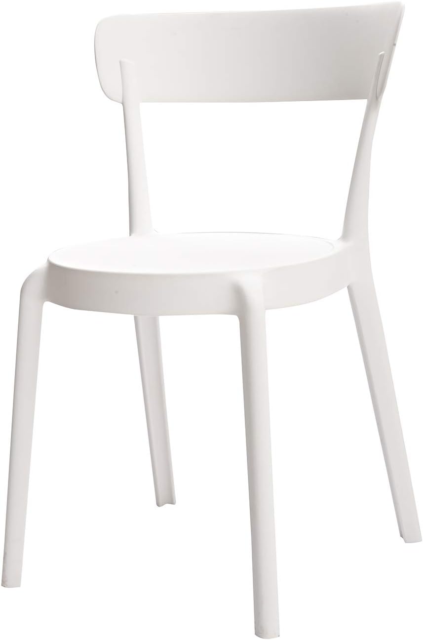 Amazon Basics White, Armless Bistro Dining Chair-Set of 2, Premium Plastic