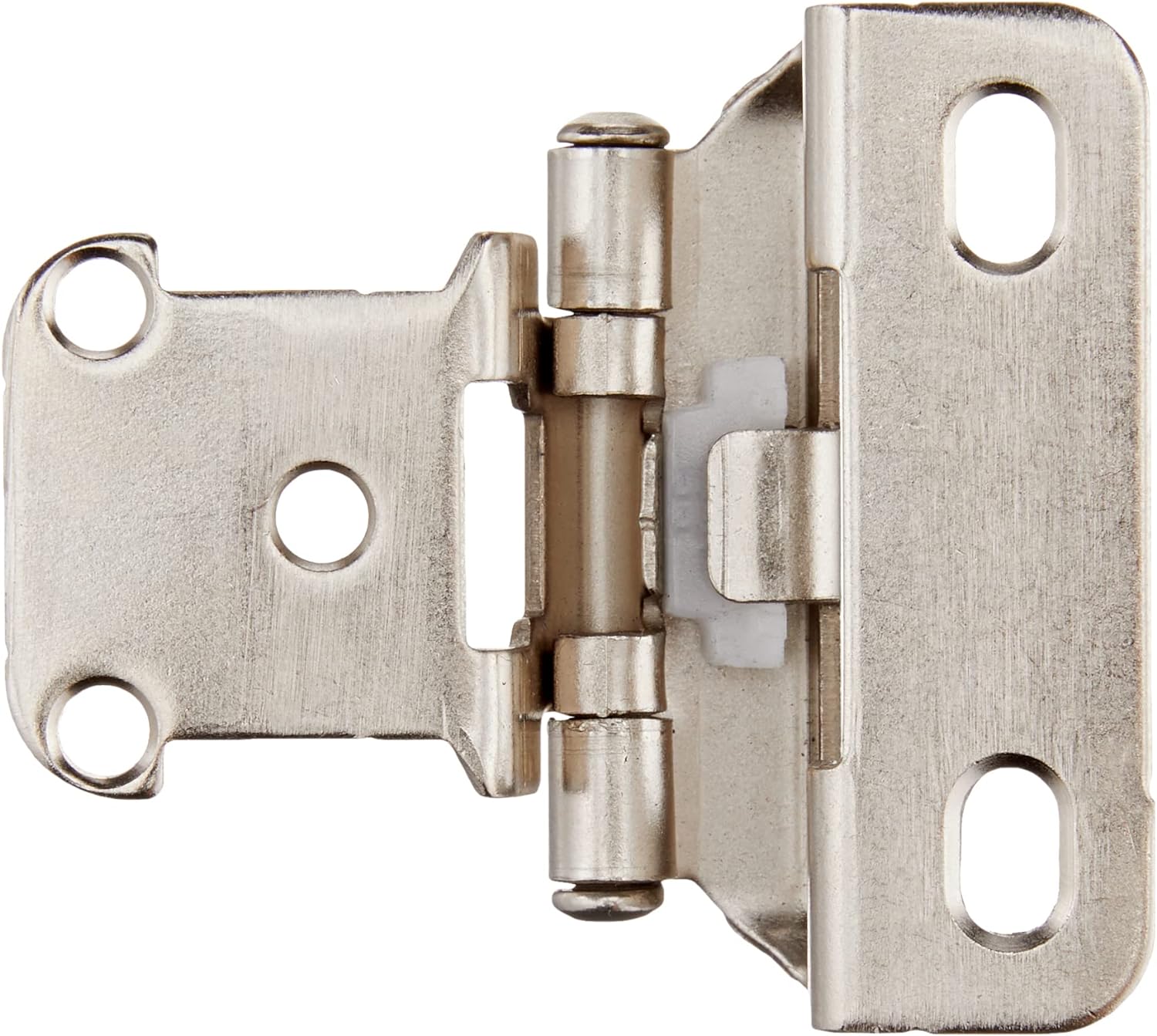 Amazon Basics AB-4015, Satin Nickel, 1/2-Inch Overlay Wrap Cabinet Hinge, 3/4-Inch, 50 Pieces, 1/2"