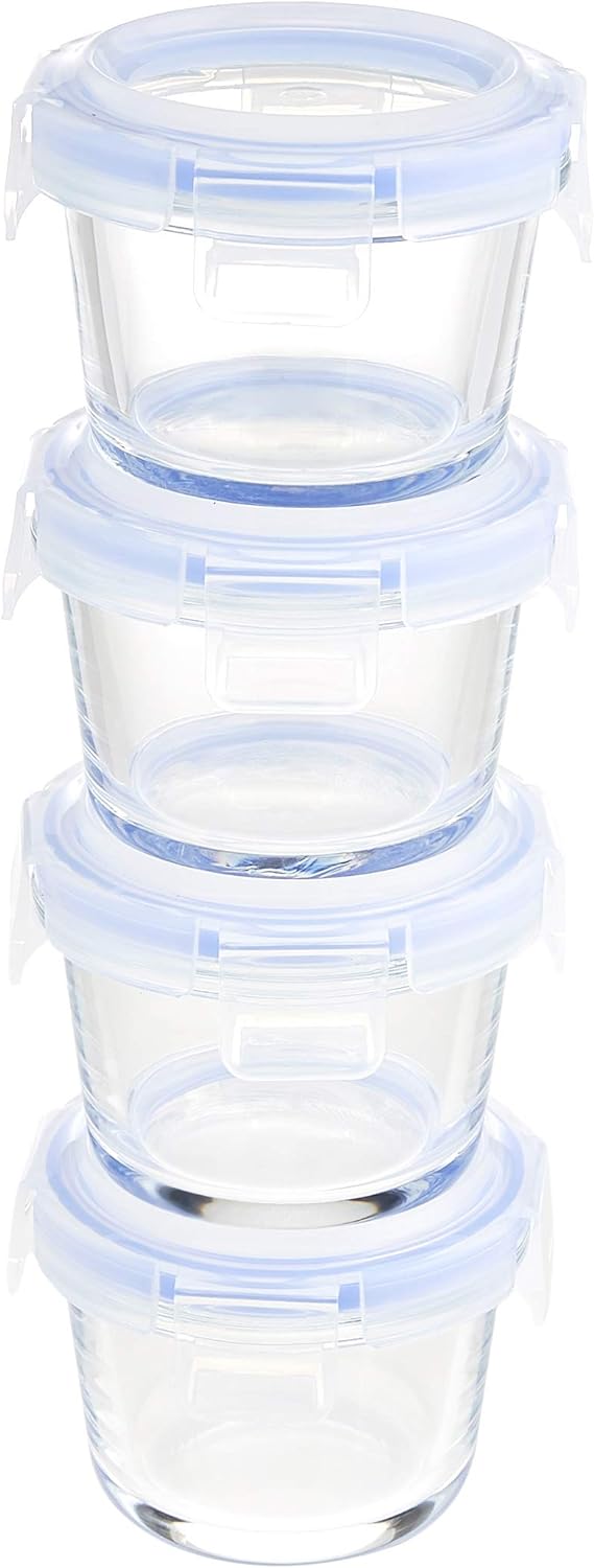 Amazon Basics ABL001 glass storage, 0.6-Cup, clear with blue lids