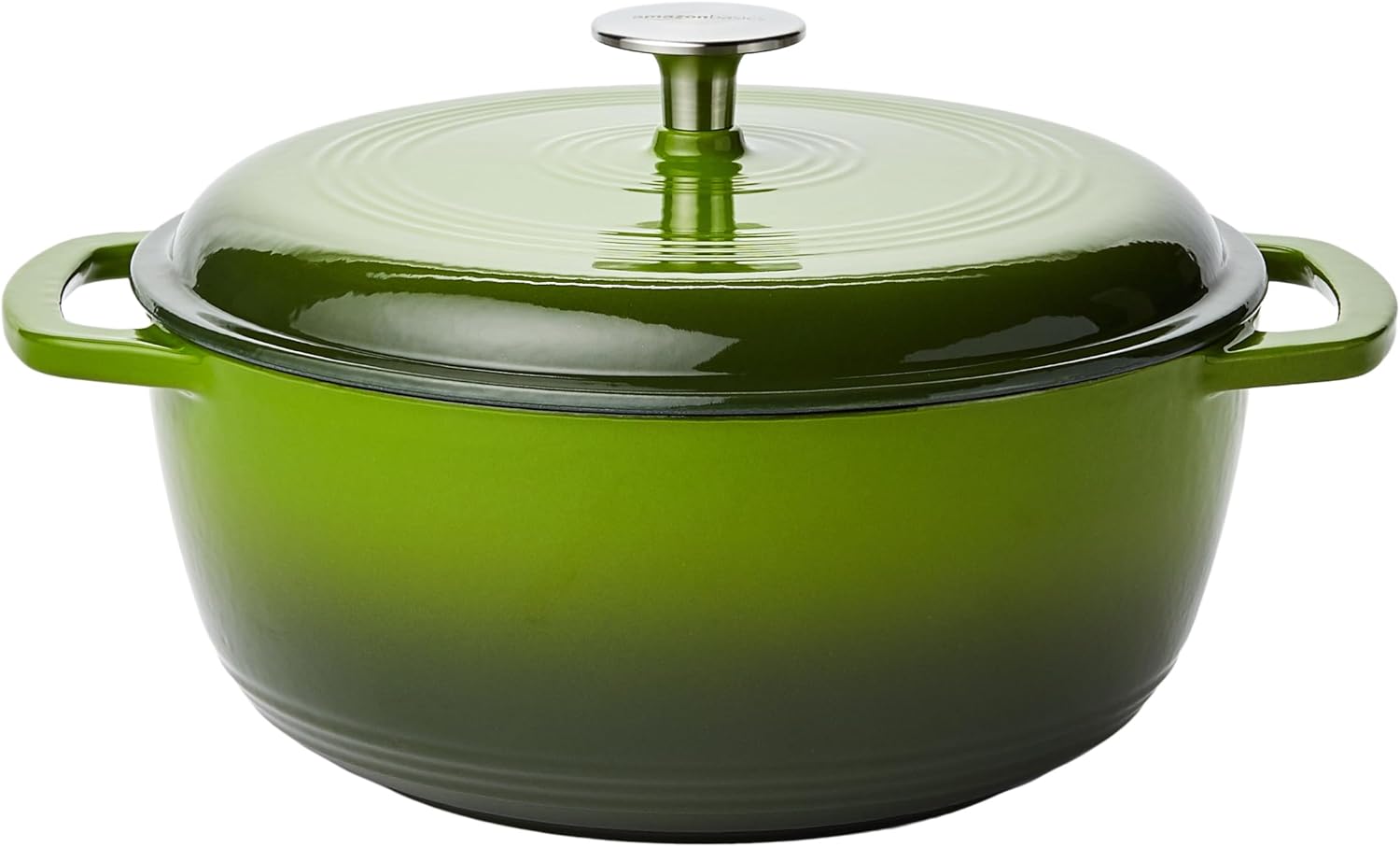 Amazon Basics Enameled Cast Iron Covered Round Dutch Oven, 4.3-Quart, Green