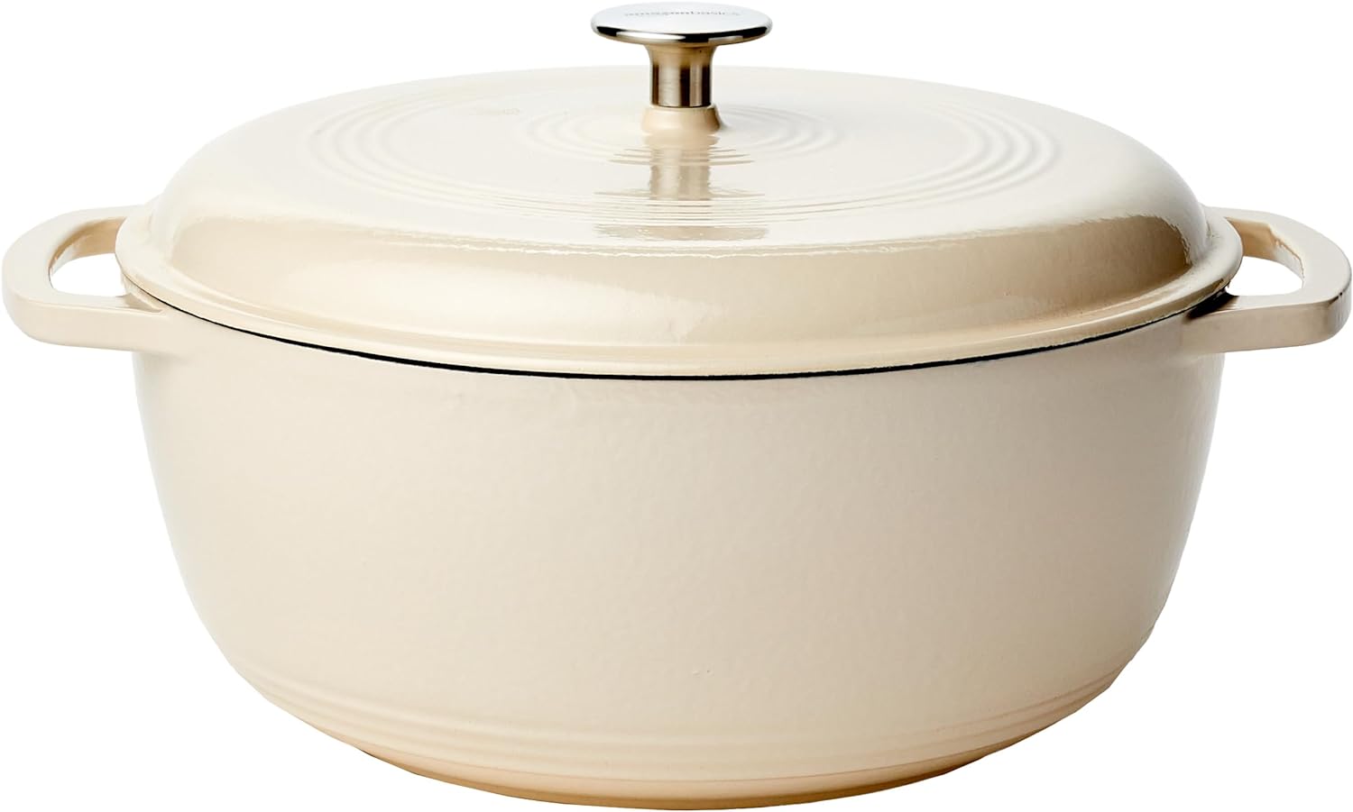 Amazon Basics Enameled Cast Iron Covered Round Dutch Oven, 7.3-Quart, White