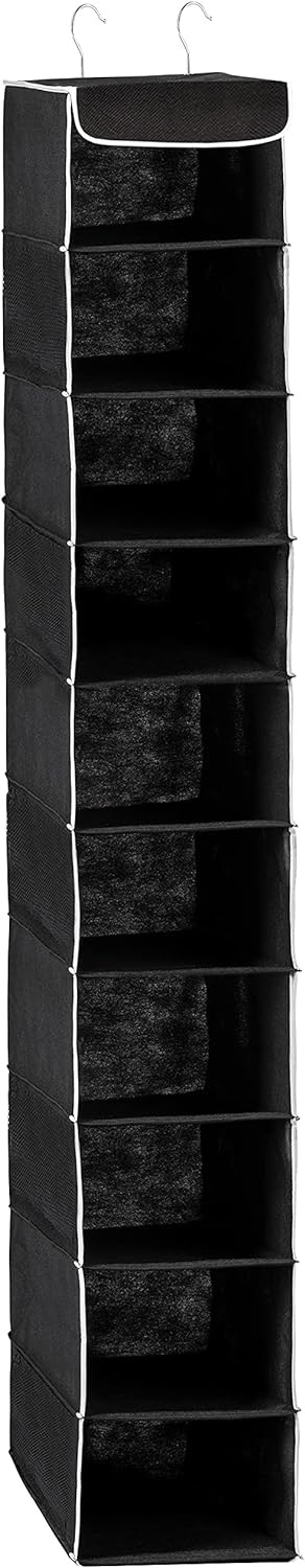 ZOBER Hanging Closet Organizer, 10-Shelf - Hanging Storage Organizer Shelves for Clothes, Towels, Toys - College Dorm Room, Nursery, & Home Closet