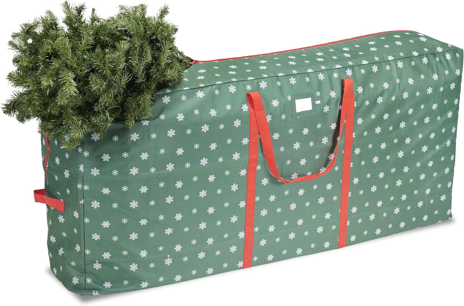 Zober Christmas Tree Storage Bag - Extra Large, 65x15x30 Inch Tree Bags w/Zipper and Handle - Holds up to 9 Foot Trees - Perfect for Holiday and Xmas Decor Organization - Green Snowflake Pattern