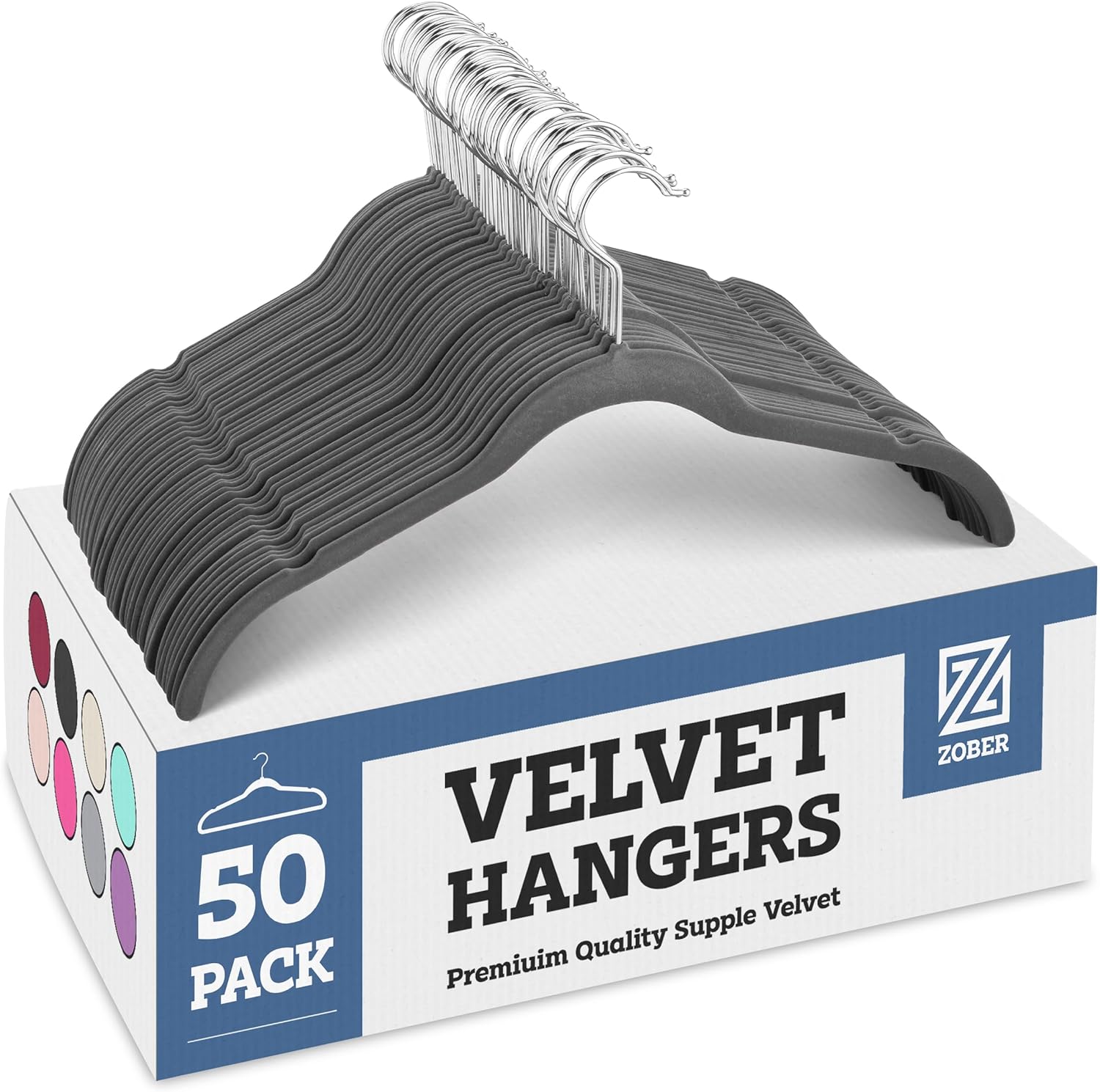 Premium Velvet Shirt Hangers (50 Pack) Non Slip Clothes Hangers, Ultra Slim Hangers Gain 50% Closet Space, 360 Swivel Hook, Clothes Hangers for Tops, Dress Shirts, Blouses, Strappy Dresses, Delicates