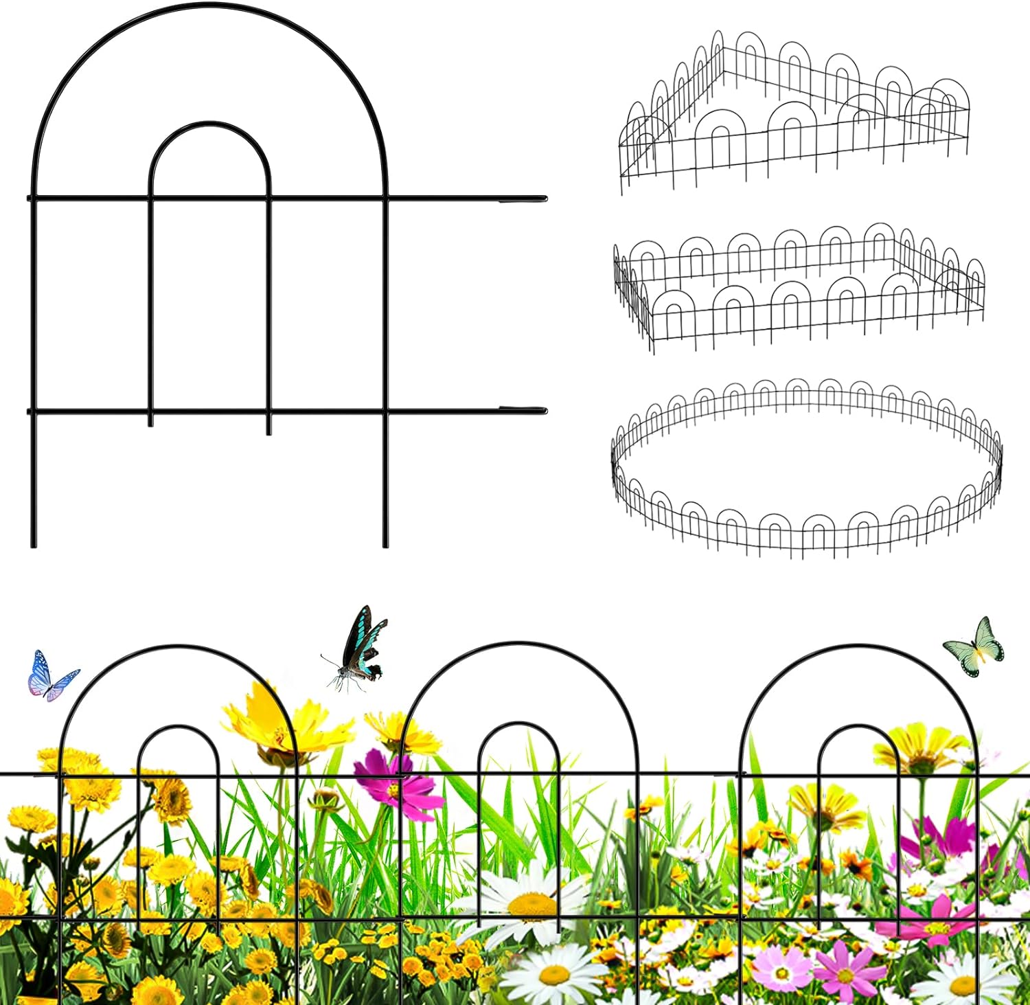 ZENY Decorative Garden Fence 35 Pack Garden Edging 50 Ft (L) X 18 in (H), Rustproof Landscape Iron Wire Border, Folding Patio Fences Flower Bed Fencing, Animal Barrier