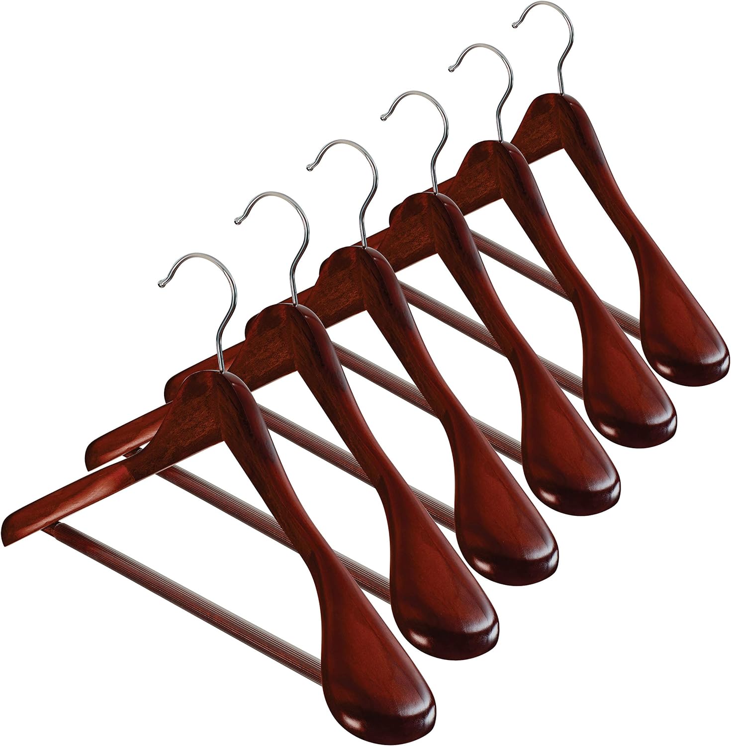 High-Grade Wide Shoulder Wooden Hangers 10 Pack, Non Slip Pants Bar, Smooth Finish Wood Suit Hanger Coat Hanger for Closet, Holds Upto 20lbs, 360 Swivel Hook, for Dress Jacket, Heavy Clothes Hangers