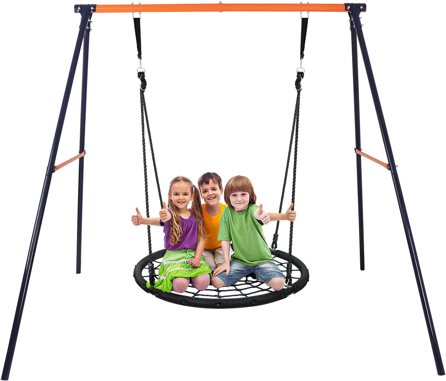 ZENY Swing Set for Backyard, 48 Inch Web Tree Swing with Heavy Duty Metal Frame for Kids, Adults, 440 LBS Capacity