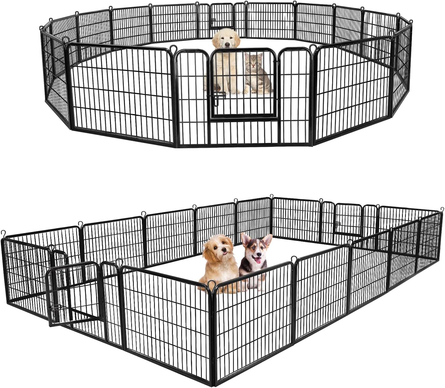 ZENY Dog Playpen 24 Inch 16 Panels, Heavy Duty Pet Dog Pen Indoor, Metal Dog Fence with Doors, Foldable Animal Outdoor Exercise Pen for Yard, RV, Camping