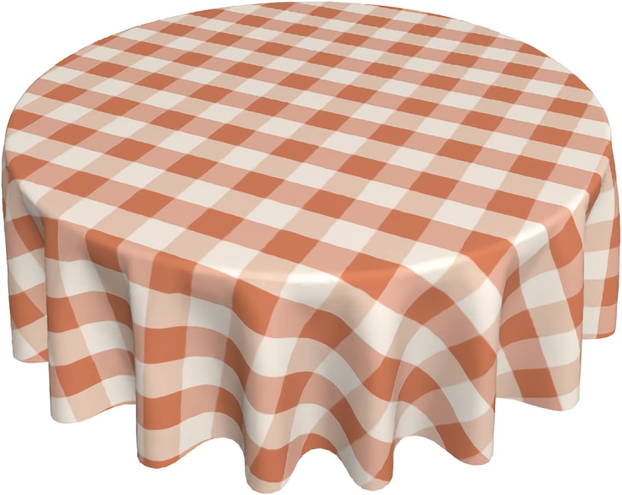 ABSOP Fall Tablecloth 60 Inch Round Farmhouse Plaid Orange Table Cloth Thanksgiving Washable Polyester Tablecloths for Kitchen Dinner Room Holiday Picnic Indoor Outdoor Party Decoration