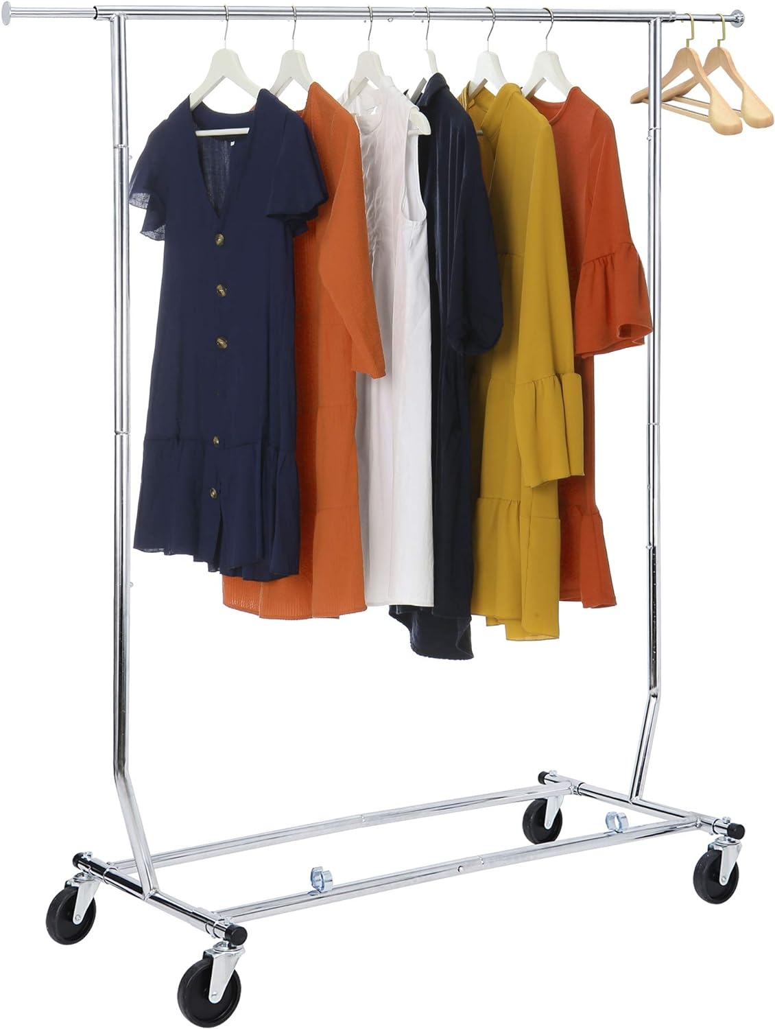 ZENY Standard Rod Clothing Garment Rack, Rolling Clothes Organizer with Wheels, Height Adjustable and Extendable, Holds up to 250 lbs, Chrome