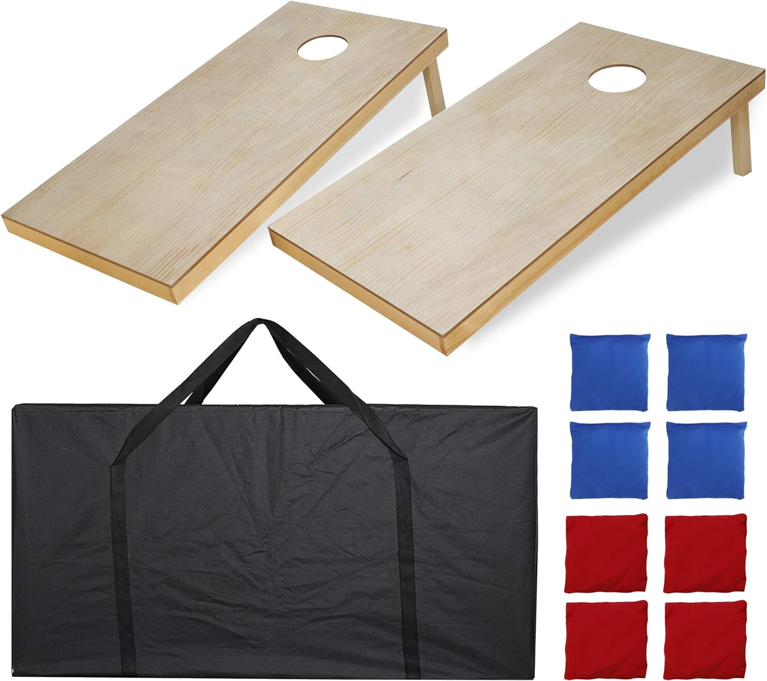 ZENY Portable Cornhole Set Regulation Size Outdoor Yard Cornhole Game 2 Wooden Cornhole Boards 8 Corn Hole Toss Bags with Travel Carrying Bag