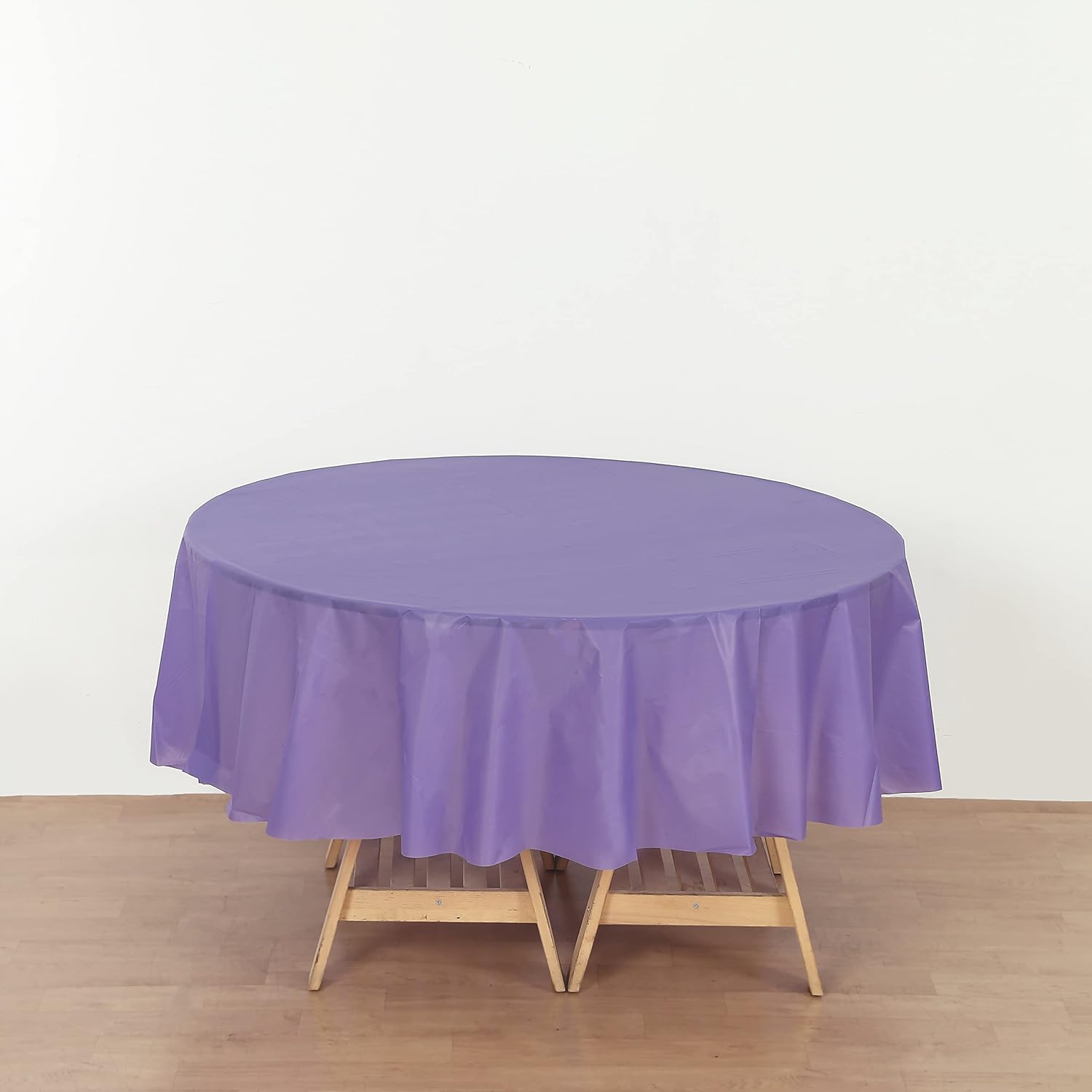 Evershine (12-Pack Heavy Duty Plastic Table Covers Tablecloth (Reusable) (Round 84, Purple)