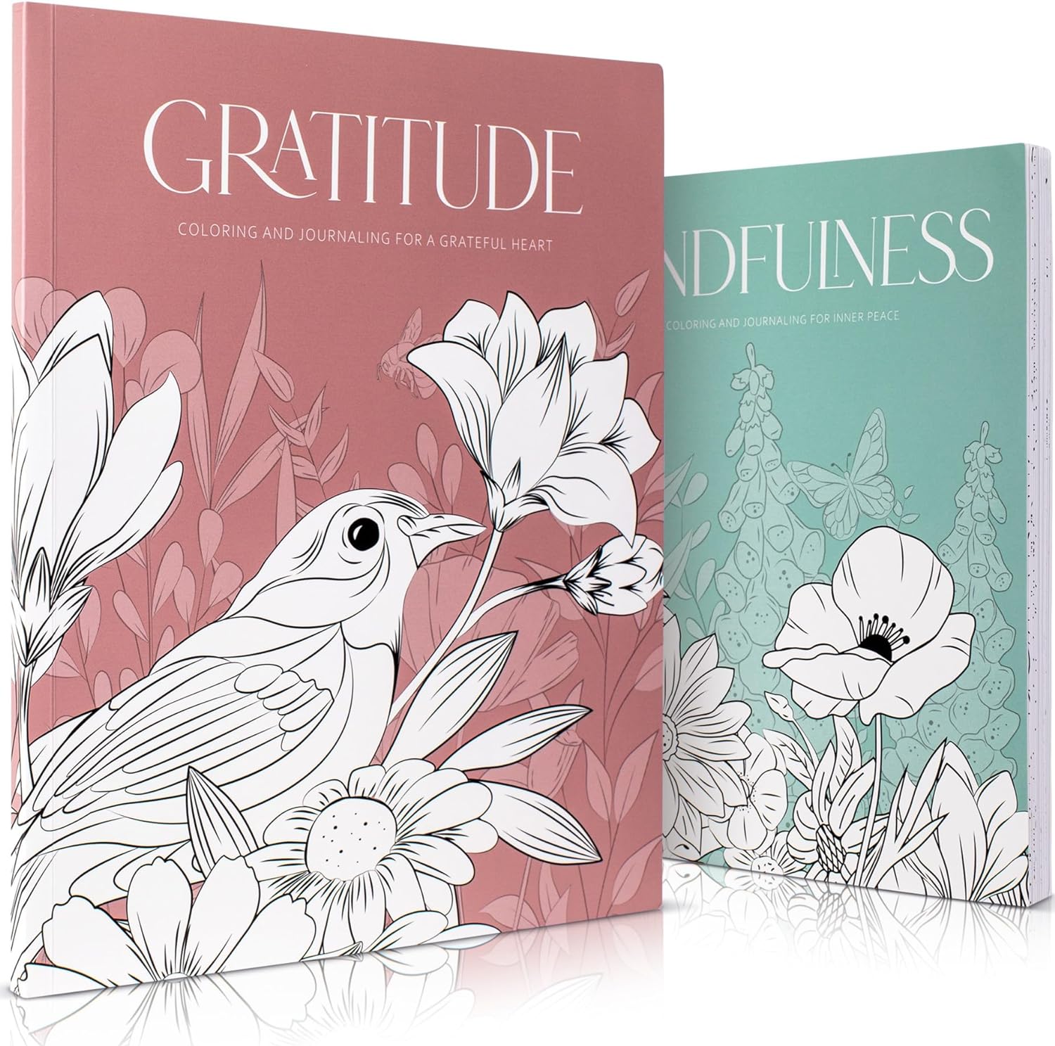 Beautiful Adult Coloring Book Set of 2 for Women - Gratitude and Mindfulness Books with Inspirational Quotes Making it a Great Christmas Gift - Perfect Stress Relieving Books That are Fun to Color