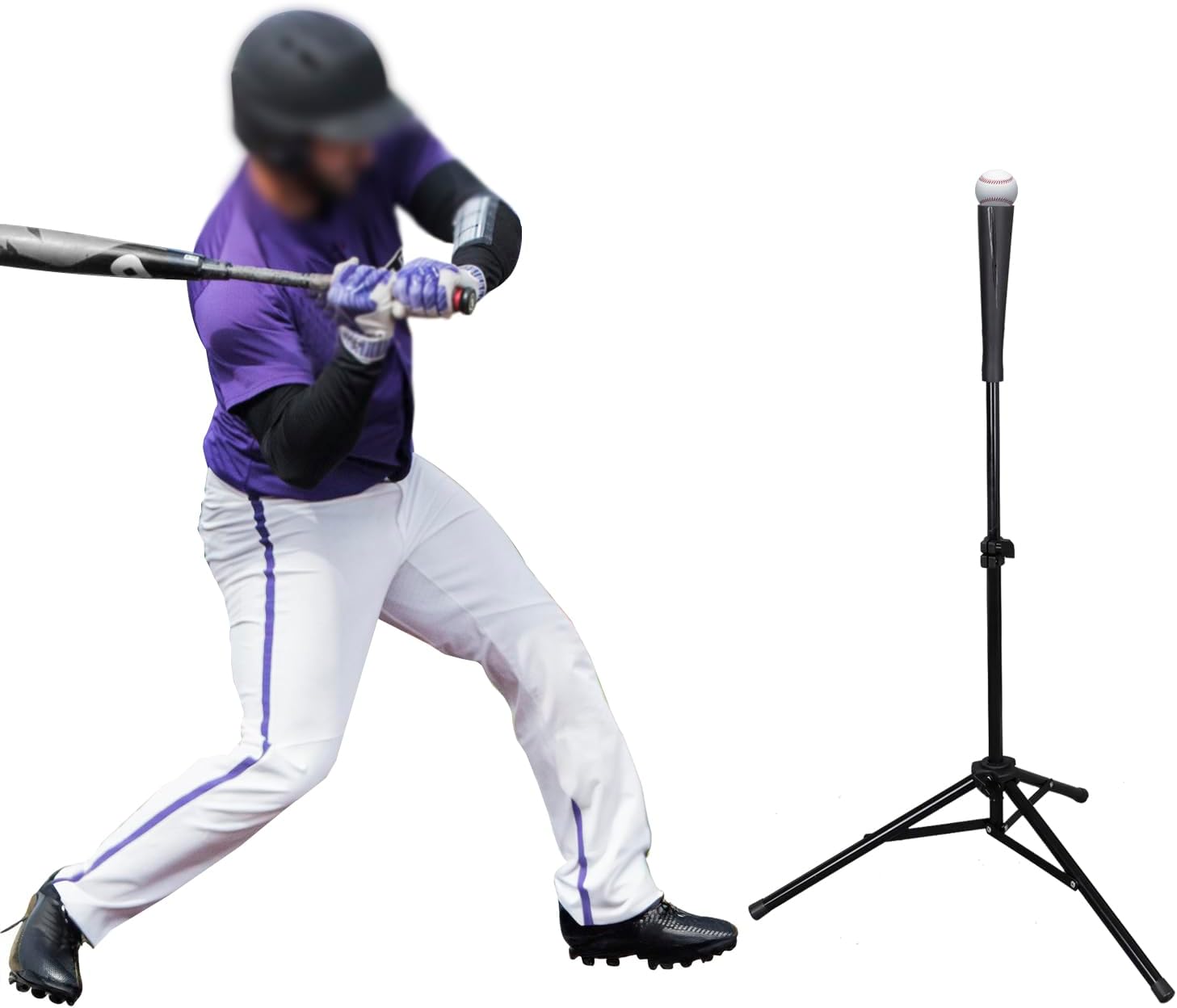 ZENY Portable Baseball Batting Tee Softball Hitting Tee Stand with Rubber Topper for Hitting Drills, Adjustable Height,Collapsible Tripod Base,Baseball Practice Equipment