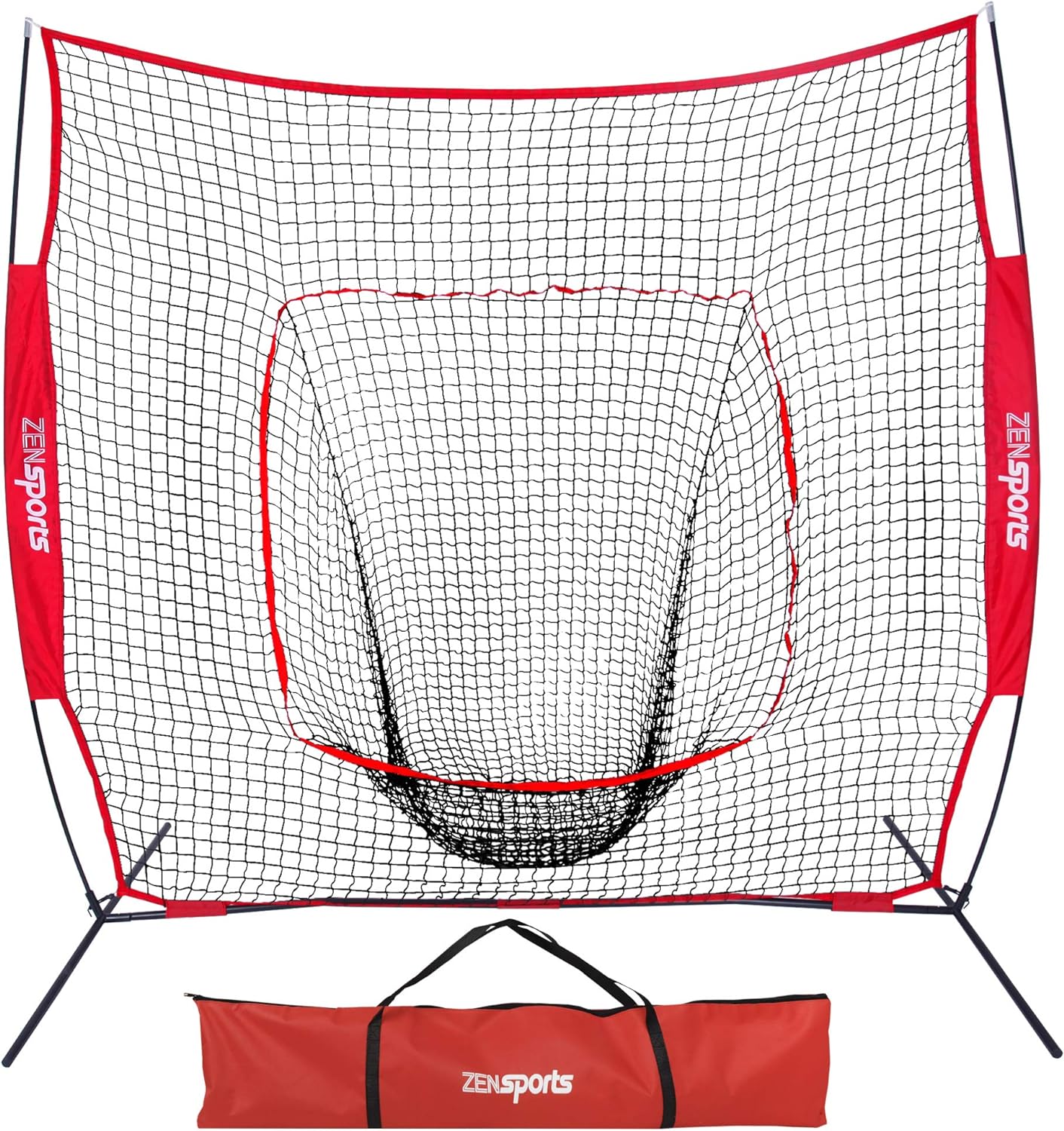 ZENY 7'7' Baseball Softball Practice Net Hitting Batting Catching Pitching Training Net w/Carry Bag & Metal Bow Frame, Baseball Training Equipment