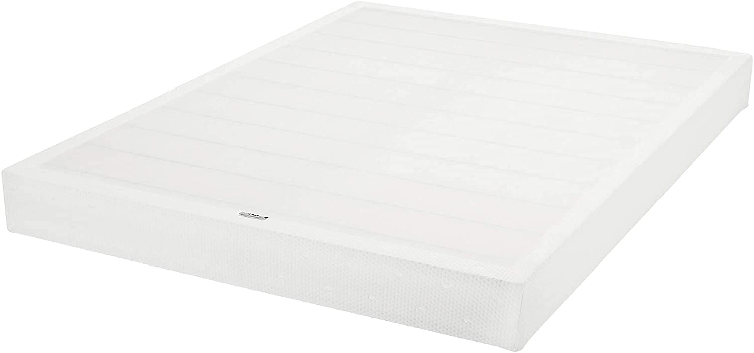 Amazon Basics Smart Box Spring Bed Base, 9 Inch Mattress Foundation, Tool-Free Easy Assembly, Queen, White