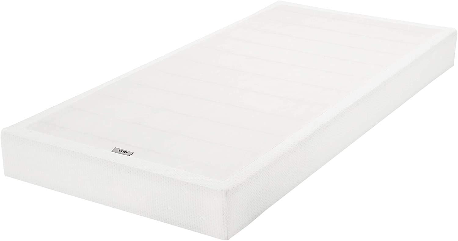 Amazon Basics Smart Box Spring Bed Base, 7-Inch Mattress Foundation, Tool-Free Easy Assembly, Twin Size, White