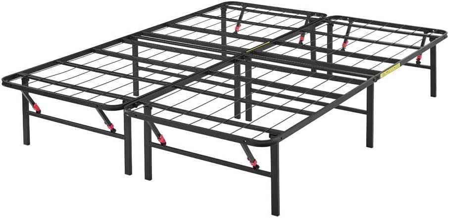 Amazon Basics Foldable Metal Platform Bed Frame with Tool Free Setup, 14 Inches High, Sturdy Steel Frame, No Box Spring Needed, Full, Black