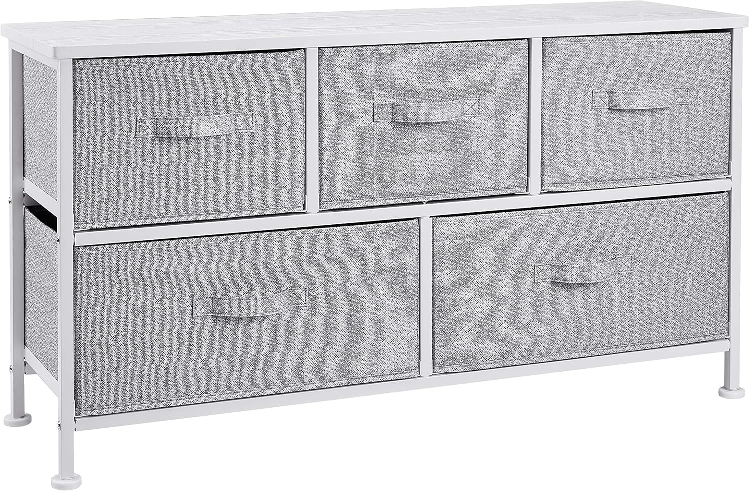 Amazon Basics Extra Wide Fabric 5-Drawer Storage Organizer Unit for Closet, White