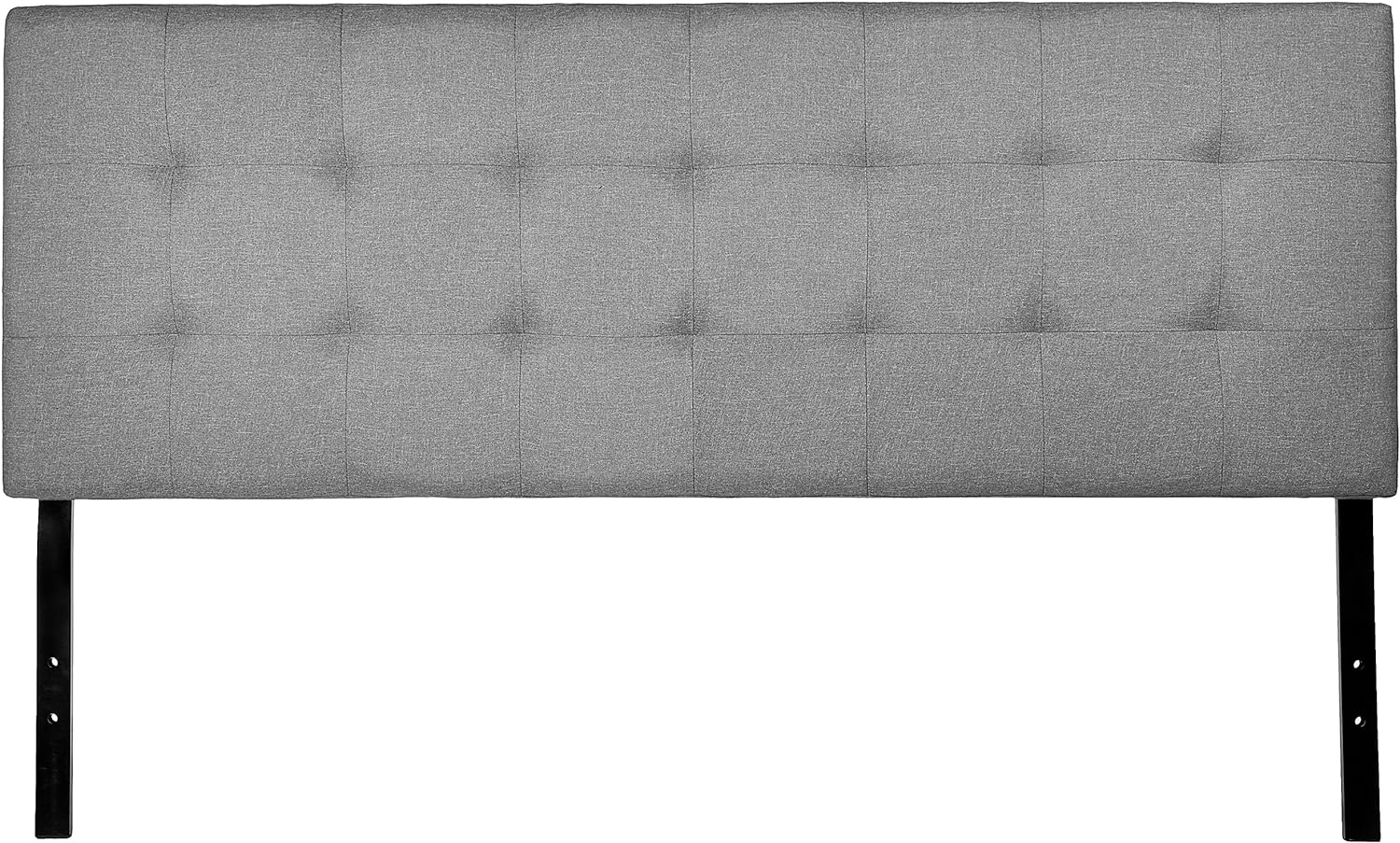 Amazon Basics Faux Linen Upholstered Tufted Headboard, King, Gray