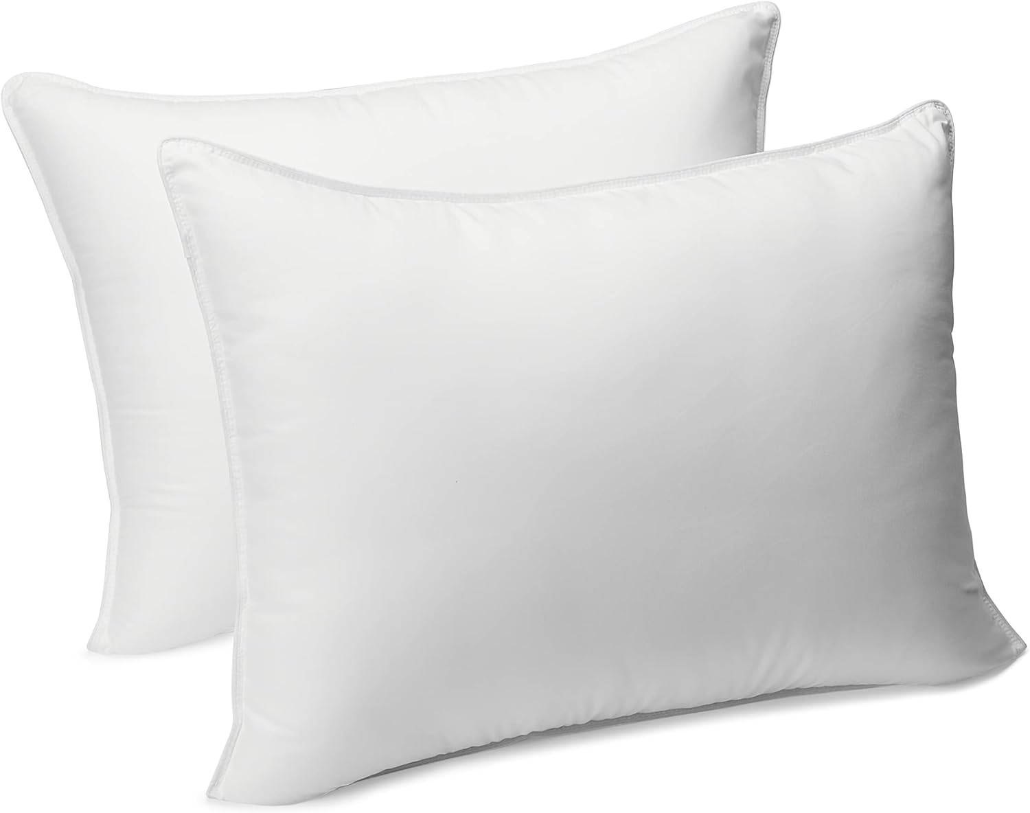 Amazon Basics Down Alternative Pillows, Soft Density For Stomach and Back Sleepers, Standard, Pack of 2, White, 26 in L x 20 in W