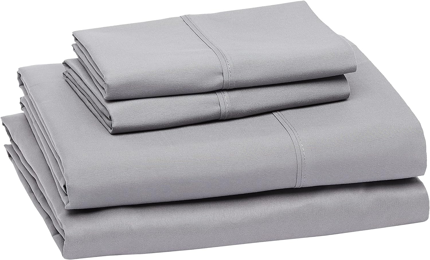 Amazon Basics Lightweight Super Soft Easy Care Microfiber 4-Piece Bed Sheet Set with 14-Inch Deep Pockets, King, Dark Gray, Solid - Pack of 4