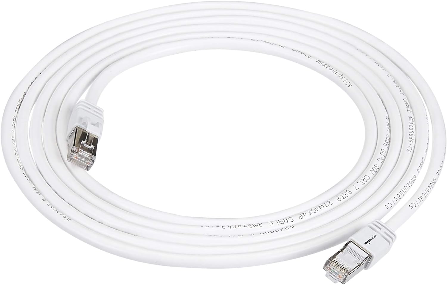 Amazon Basics RJ45 Cat 7 Ethernet Patch Cable, 10Gpbs High-Speed Cable, 600MHz, Double-Shielded, 10 Foot, White