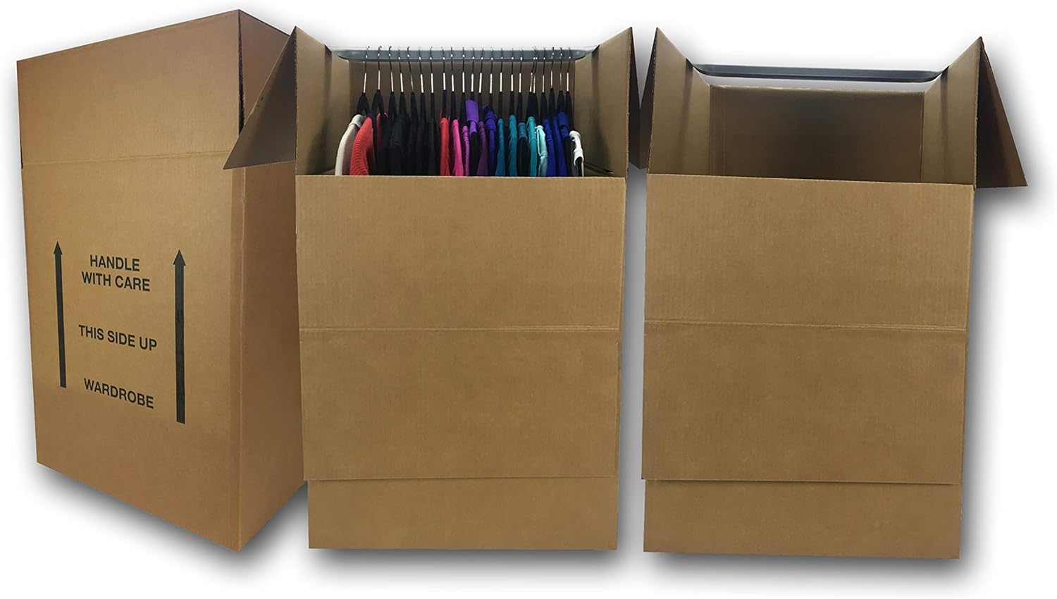 Amazon Basics Wardrobe Clothing Moving Boxes with Bar - 24" x 24" x 40", 3-Pack