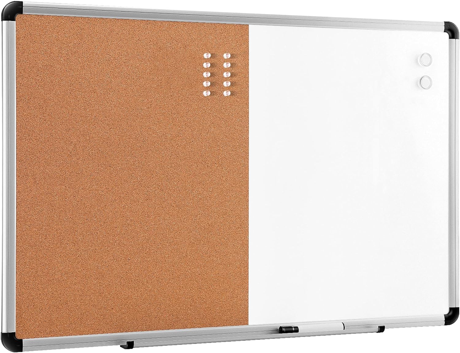 Amazon Basics Combo Magnetic Whiteboard Dry Erase Board/Cork Board, White/Yellow, 36" x 24"