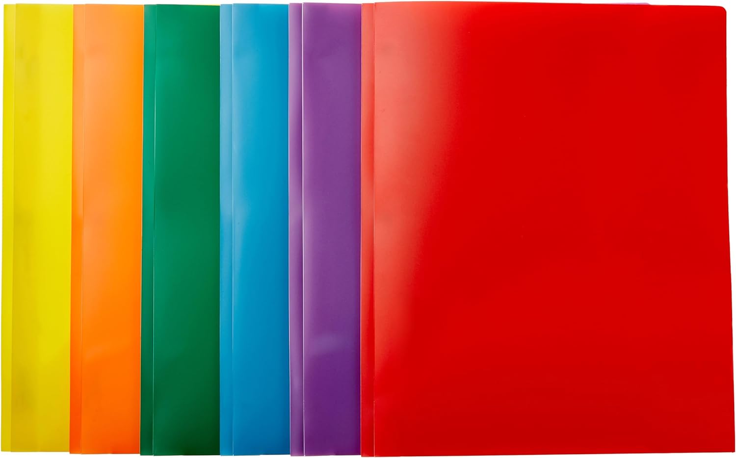 Amazon Basics Heavy Duty Plastic Folders with 2 Pockets for Letter Size Paper, Assorted Color, Pack of 6