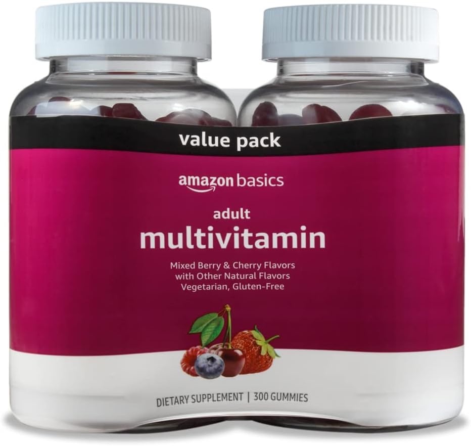 Amazon Basics Adult Multivitamin, 300 Gummies, 150-Day Supply, 150 Count (Pack of 2) (Previously Solimo)