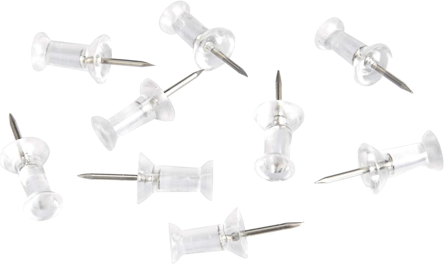 Amazon Basics Push Pins Tacks, Clear Plastic Head, Steel Point, 200-Pack