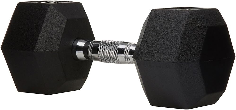 Amazon Basics Rubber Encased Exercise & Fitness Hex Dumbbell, Single, Hand Weight For Strength Training