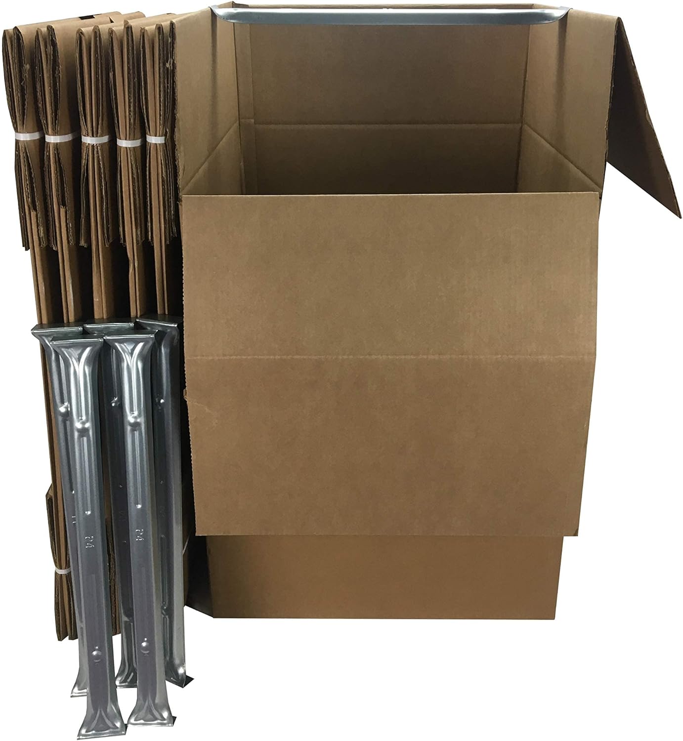 Amazon Basics Wardrobe Clothing Moving Boxes with Bar, 6 Pack, Brown, 20" x 20" x 34"