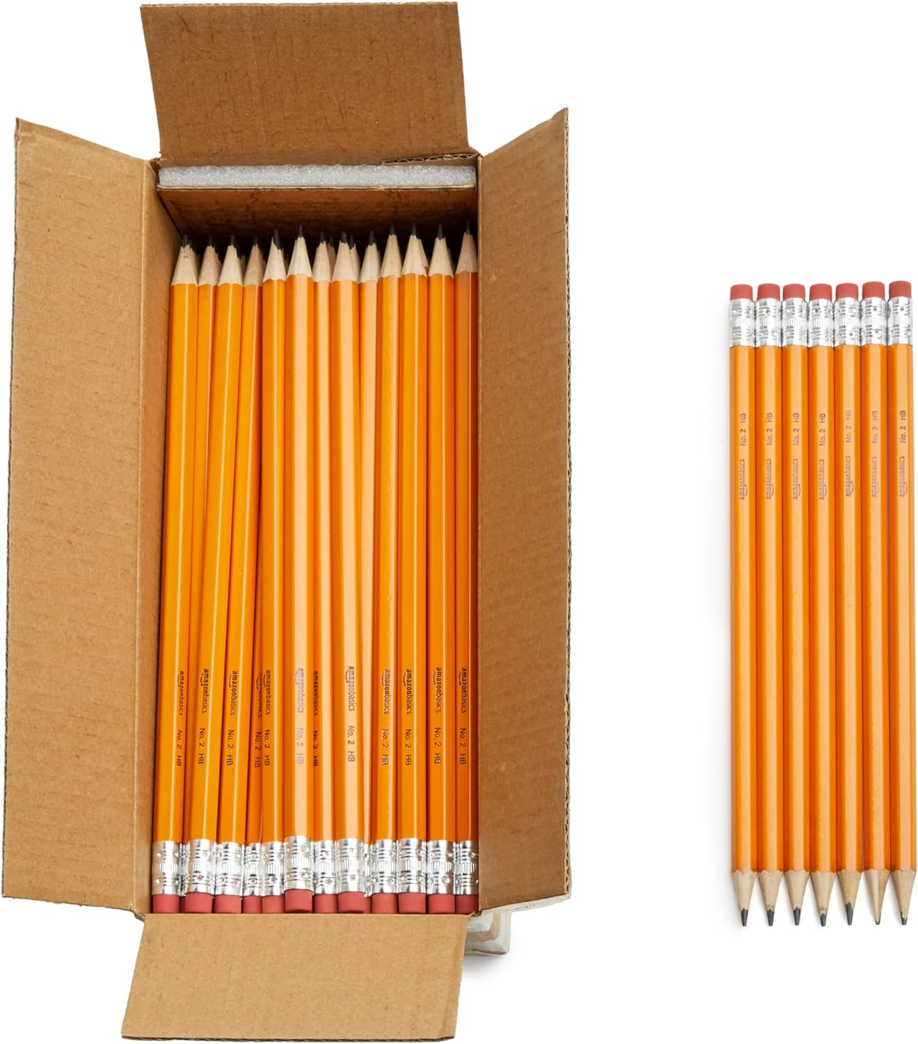 Amazon Basics Woodcased #2 Pencils, Pre-sharpened, HB Lead Bulk Box, 150 Count, Yellow