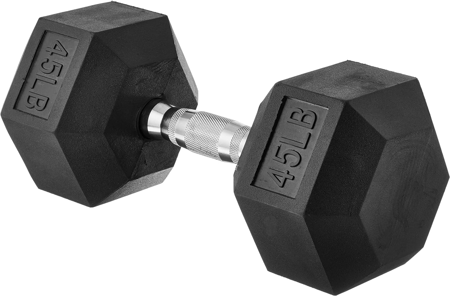 Amazon Basics Rubber Encased Exercise & Fitness Hex Dumbbell, Single, Hand Weight For Strength Training