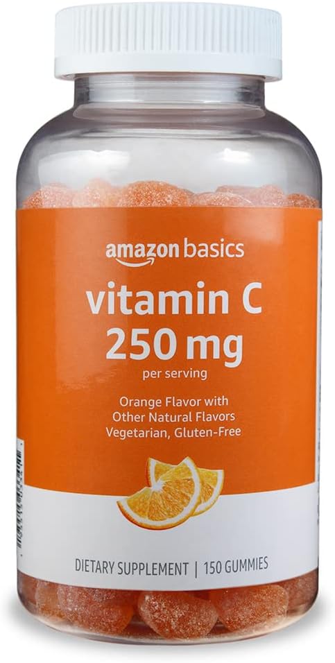 Amazon Basics Vitamin C 250 mg Gummy, Orange, 150 Gummies (2 per Serving), Immune Health (Previously Solimo)