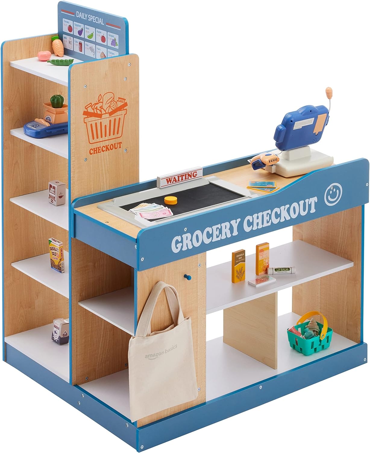 Amazon Basics Grocery Store Checkout Counter, Kids Supermarket Pretend Play Store, Gift for Age 3Y 