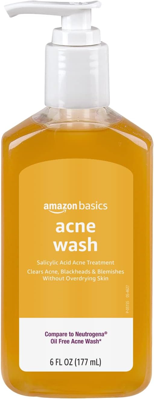 Amazon Basics Salicylic Acid Acne Wash, Unscented, 6 Fluid Ounces, 1-Pack