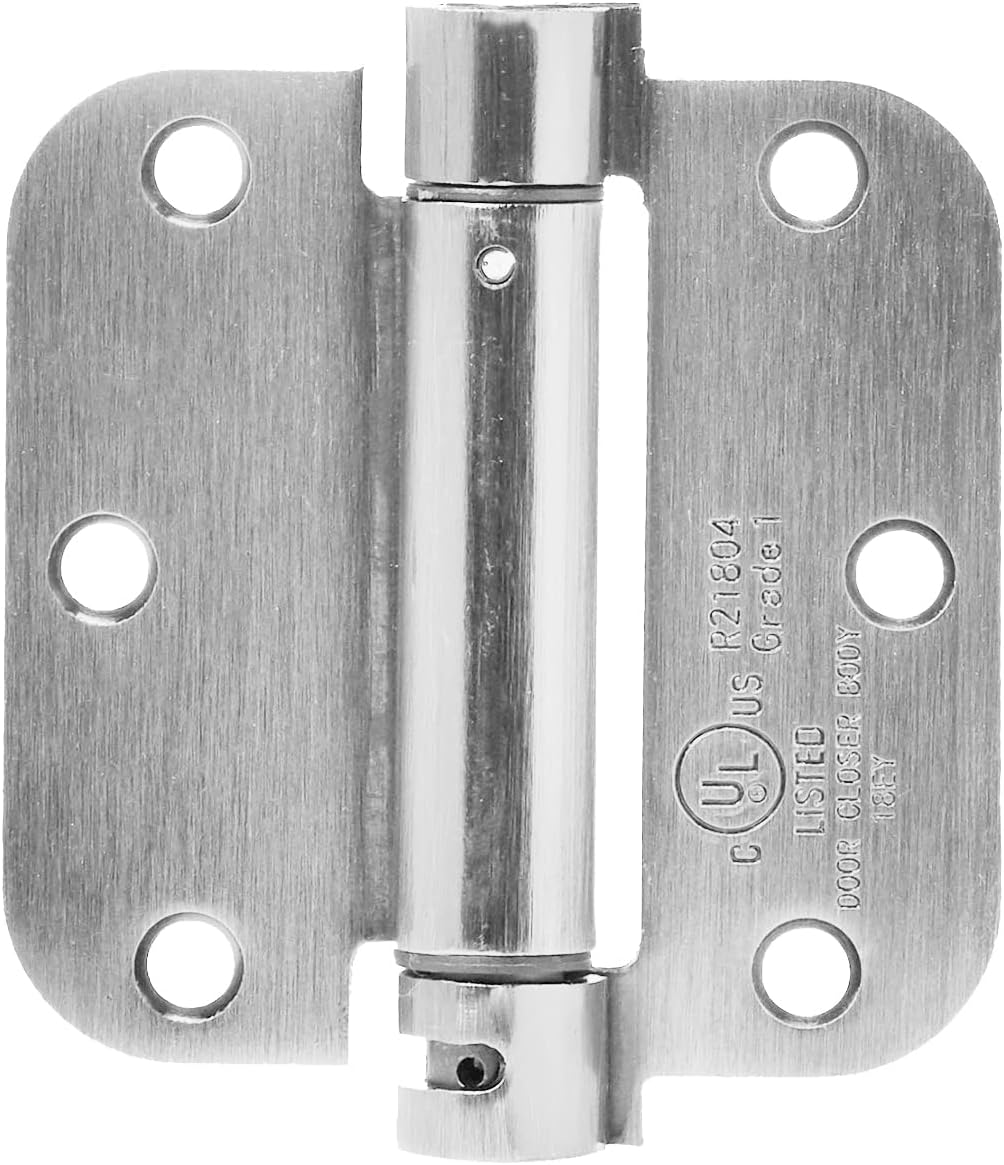 Amazon Basics Self-Closing Door Hinge, 10 Piece, Satin Nickel, 3.5 Inch x 3.5 Inch